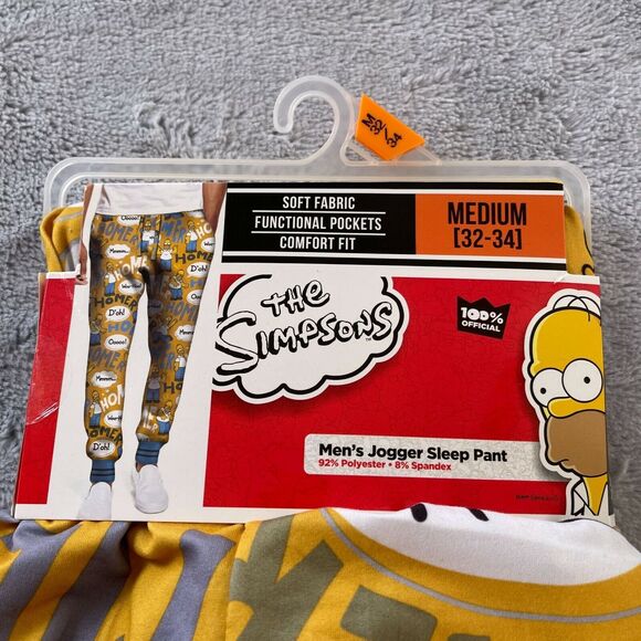 The Simpsons Jogger Pajama Sleep Pants Yellow Soft Stretchy Mens Medium 32 34 - Picture 2 of 5